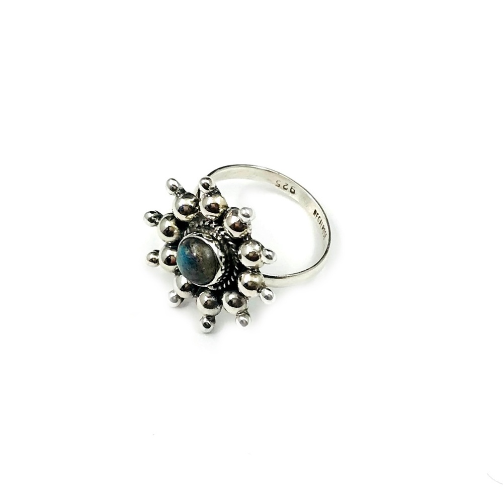 Abstract Floral Sterling Silver Labradorite Ring 6